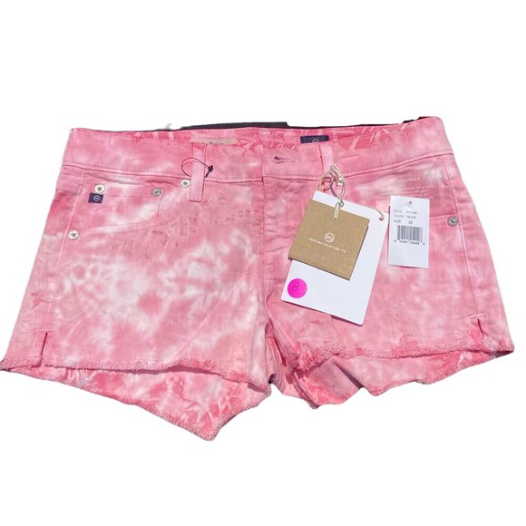 AG Adriano Goldschmied Daisy Low Rise Pink Tie Dye Women's‎ Shorts 28 NWT - Picture 2 of 5